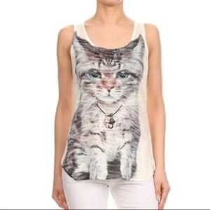 Women cat printed vest